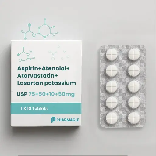 Aspirin+Atenolol+Atorvastatin+Losartan potassium